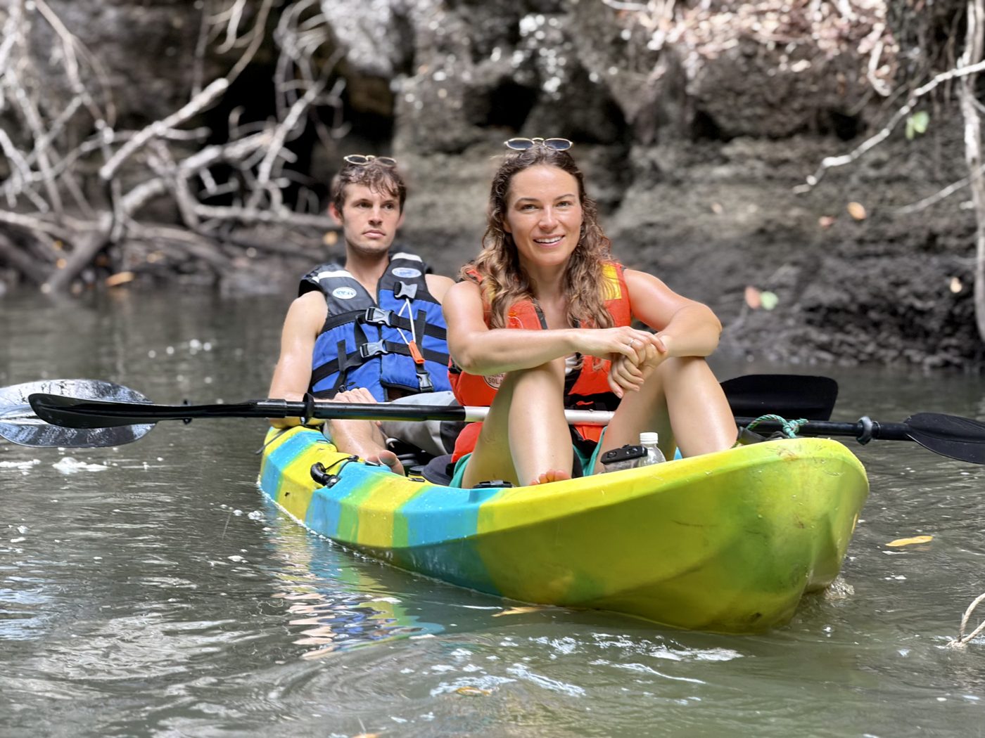Mike and Pip kayaking together