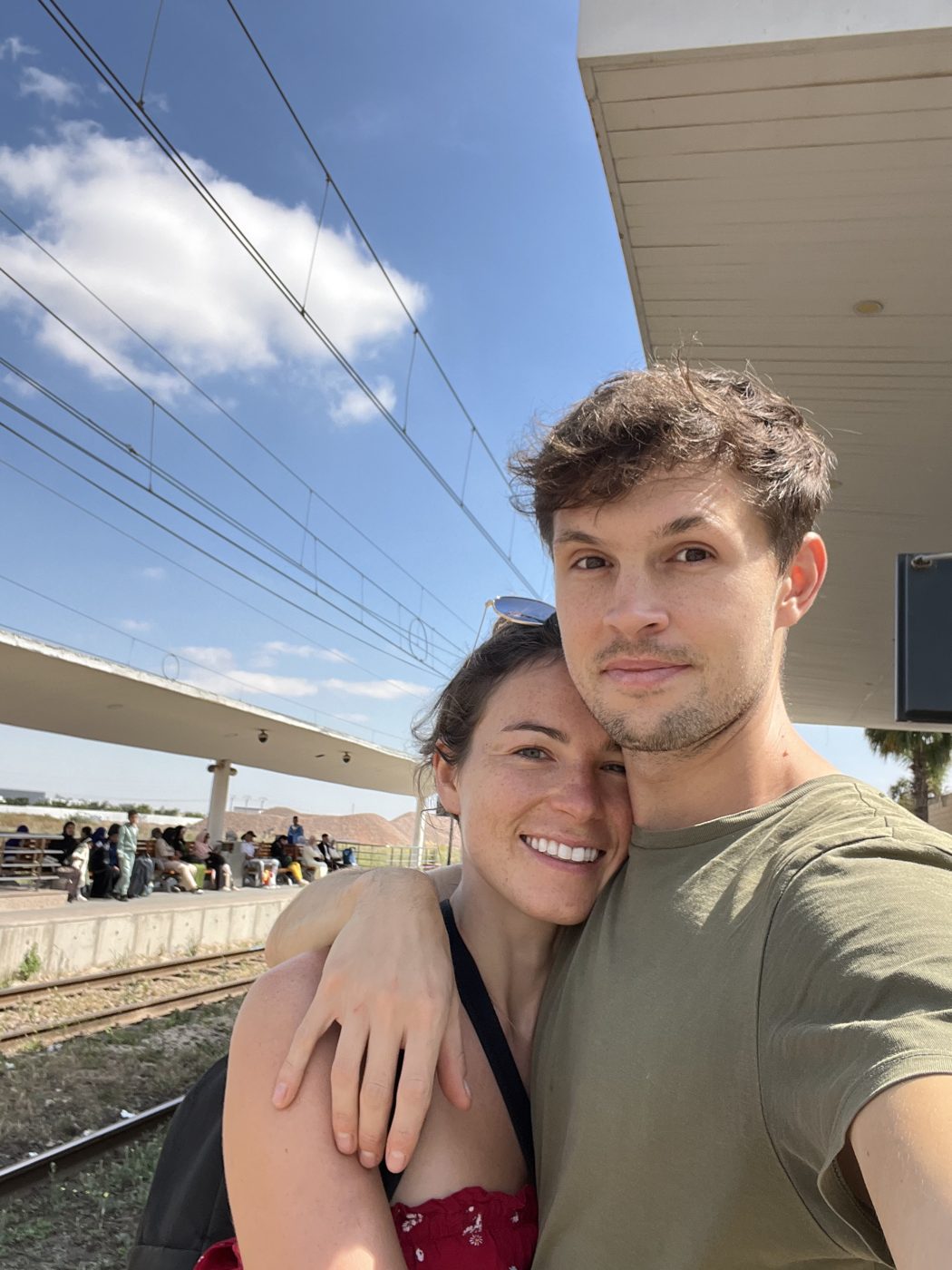 Mike and Pip on a railway platform